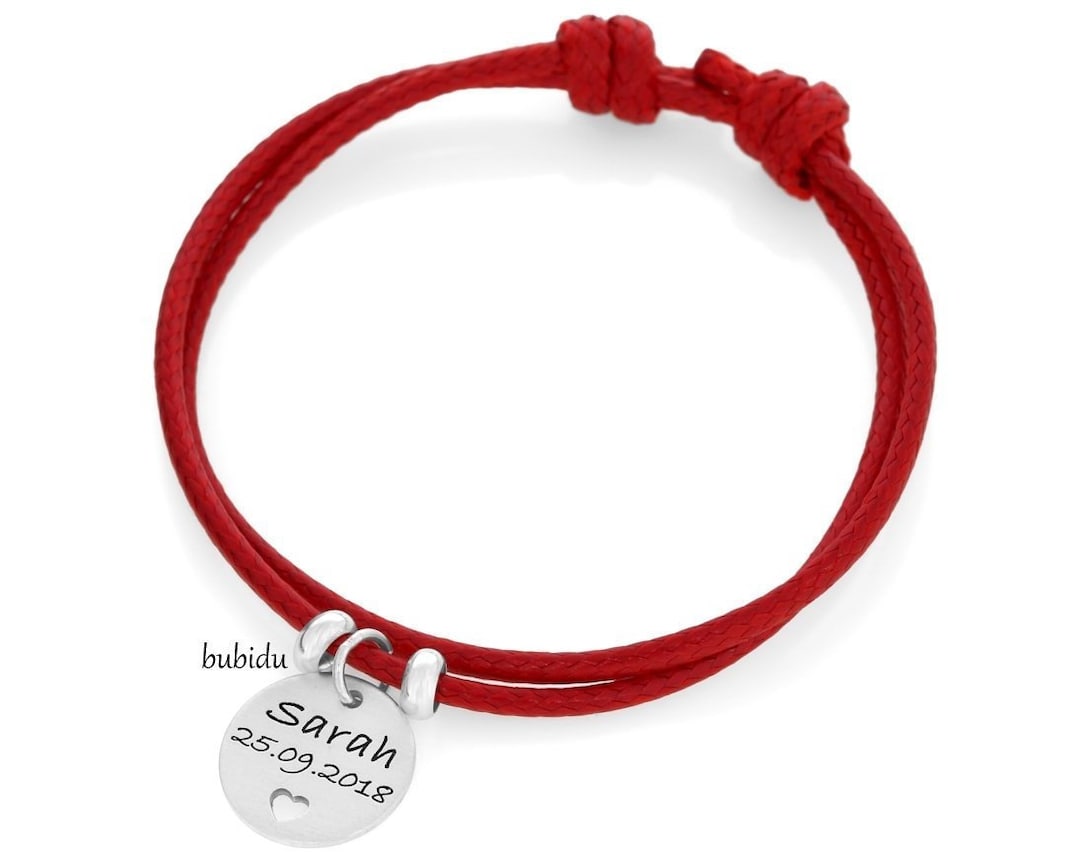 CHILDREN'S BRACELET With Engraving Name Bracelet Red 925 Silver Girl's Bracelet Gift Daughter