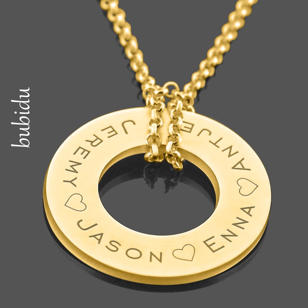 Necklace Engraving Gold Heart Symbols Name Chain Gold Plated Etsy