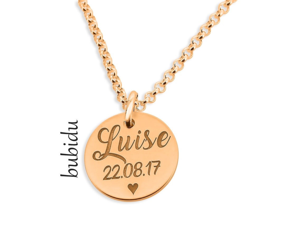 Filigree Name Necklace Chain Engraving Rose Gold Heart Jewelry Women's Necklace Rose Gold Chain