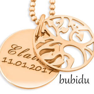 Name chain Rosègold, life tree engraving, gift image 2