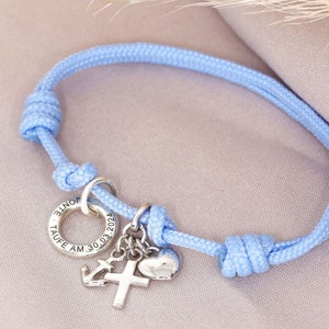 Bracelet prénom baptême coeur croix ancre baptême bracelet enfant gravure communion bracelet de confirmation bijoux enfant bracelet bébé personnalisé nom image 3