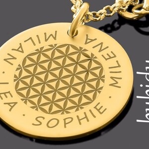Name necklace gold necklace chain engraving flower of life women's jewelry gift woman necklace name family gold jewelry special women's necklace flower image 3