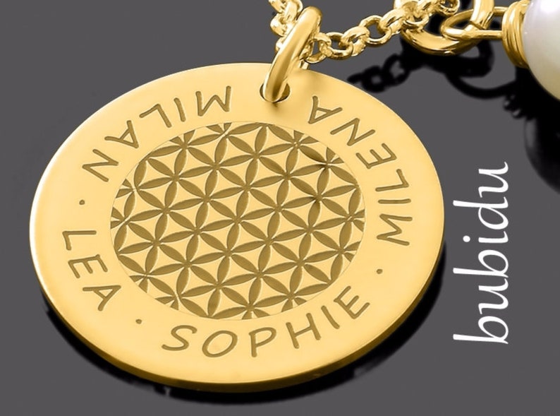 Name necklace gold necklace chain engraving flower of life women's jewelry gift woman necklace name family gold jewelry special women's necklace flower image 3