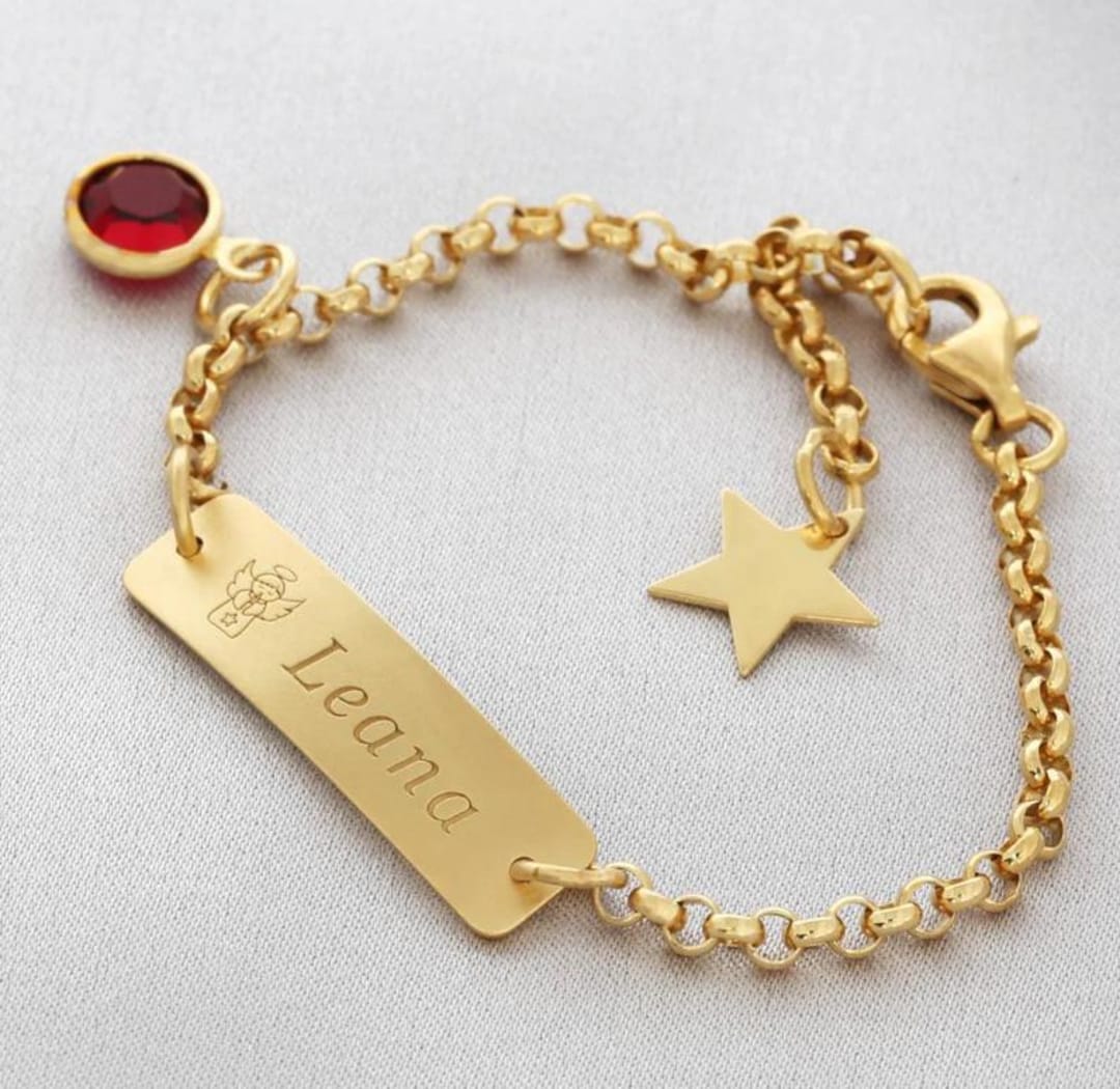 NOPKESV Collana per Bambina con Angelo Custode e Pietra di Nascita, Regalo per Battesimo Bimba e Comunione Femmina, Idea Speciale per Cresima, Inizio Scuola (1 Pezzo