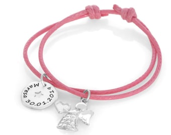 Bracelet de baptême, ange, bijoux de baptême, gravure, bracelet de baptême garçon/fille, bracelet bébé, bracelet prénom, cadeaux de baptême, ange gardien, étoile d'ange