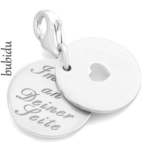 Silber Charm Gravur, Schmuckcharm Text, Anhänger Herz , mattiert, Anhänger mit Spruch, personalisierter Schmuck Bild 3