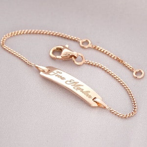 ID bracelet 12-14 cm rose gold plated name jewelry baptism children&#39;s bracelet with engraving personalized bracelet school enrollment baby bracelet engraving