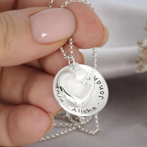 Schmuck Gravur, Namenskette, Familienkette Herz Perle personalisiert Bild 3