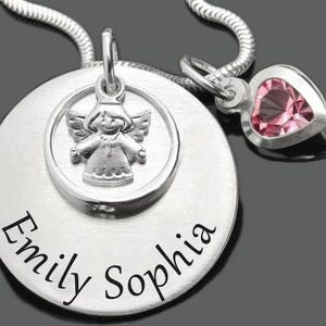 Baptismal necklace with baptismal ring crystal engraving jewelry gift godchild 925 Sterling Silver children's necklace angel name chain image 7
