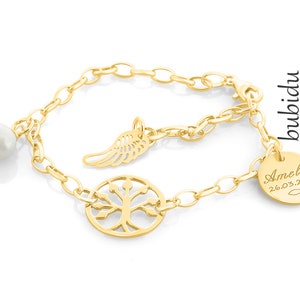 Baptism bracelet engraving gold, christening jewelry with name, tree of life jewelry, bracelet gold-plated baptism communion confirmation birthday name day image 4