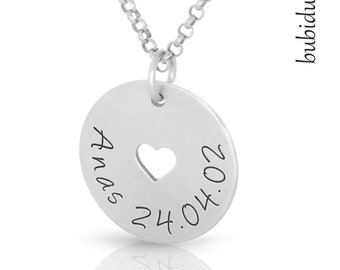 Namenskette Silber Herz Silberschmuck Gravur Damenkette Geburt Kinder Familie Schmuck Namen Damenschmuck Collier Stern Silberkette