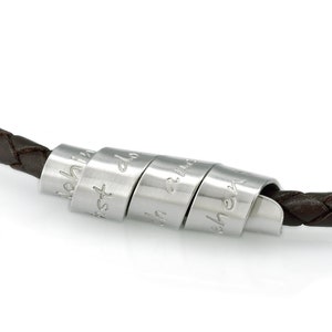 Herren Kette Gravur Männer Kette 925 Silber Leder Schmuck Schriftrolle Mann Herrenschmuck braun Herrenkette Geschenk Mann Vater Papa Freund
