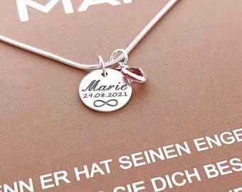 Baptism necklace engraving, baptism jewelery girl boy, gift communion baptism blessing confirmation birthday name necklace 925 silver