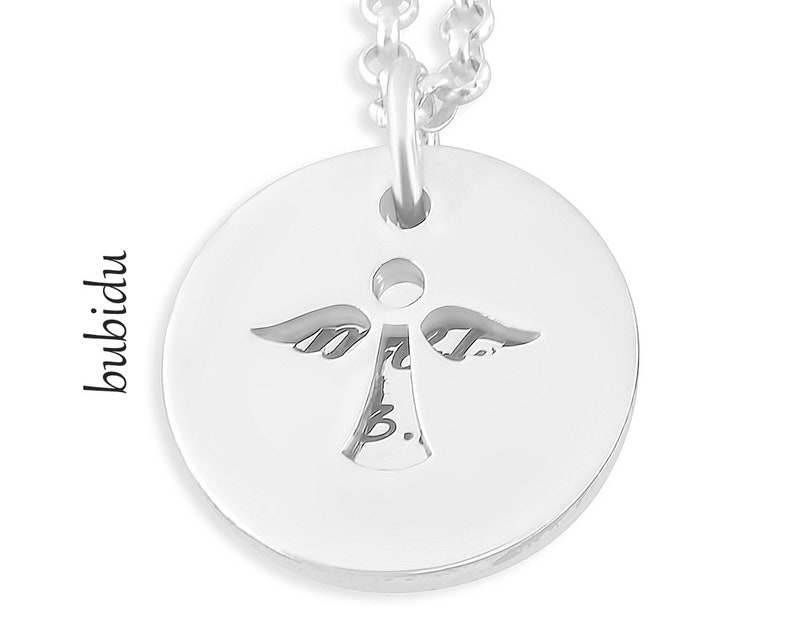 Taufkette Mit Gravur Taufschmuck Silber Taufe Geschenk Namenskette Baby Taufgeschenk mit Namen Engel Kette 925 Sterling Silber Schmuck Bild 4