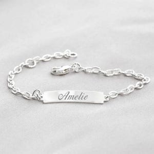ID bracelet children baby silver bracelet engraving name bracelet name bracelet gift for birth mother child jewelry personalized BUBIDU