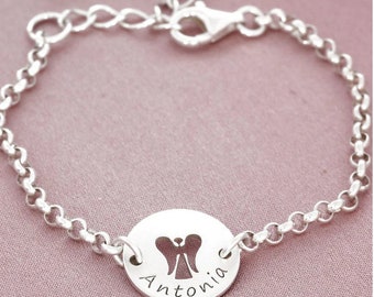 Bracelet enfant ange ange gardien avec gravure ange bracelet baptême collier cadeau baptême bracelet argent