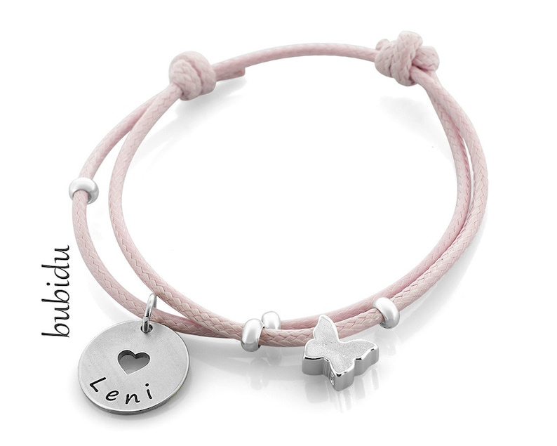 BRACELET pour Enfant AVEC GRAVURE en argent sterling 925 bracelet de baptême fille rose papillon bijoux pour enfants bijoux pour le baptême image 7