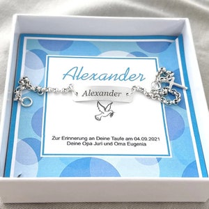 Baptism bracelet name cross engraving silver jewelry gift box special baptism gift bracelet children's jewelry birth saying name jewelry baptism image 1