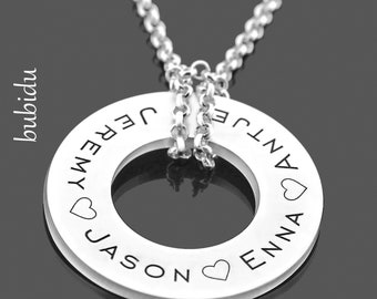 Chain engraving pendant round name chain family jewelry women's chain necklace 925 silver pendant disc disc desired text name pendant