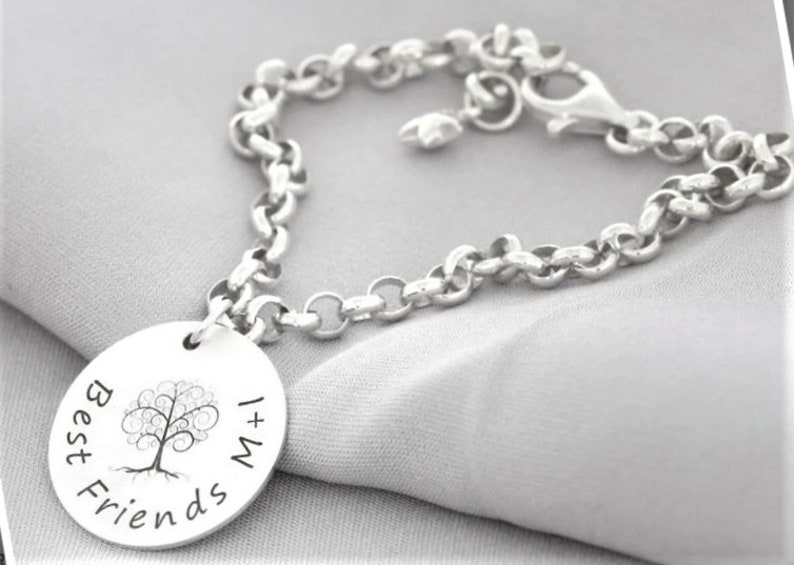 Bracelet en argent nom gravure bracelet de famille arbre femmes bracelet 925 cadeau en argent sterling mère grand-mère bijoux en argent personnalisé BUBIDU image 2