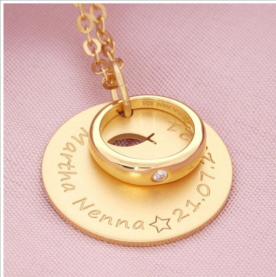 Baptism Jewelry With Baptism Ring Gold, Baptism Necklace With Name Etsy