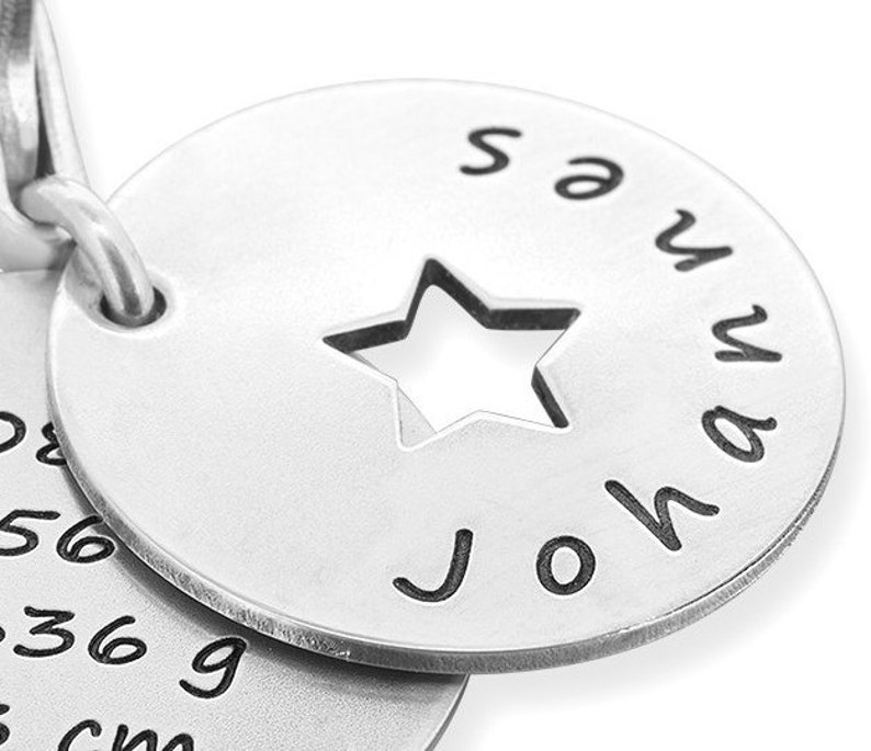 Pendant with engraving, birth gift, charm dates, star image 2