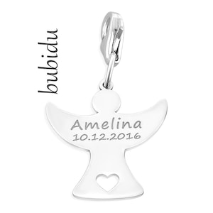 Schutzengel Charm, Engel Anhänger Gravur, Geburt Geschenk Engelchen Schmuck silber Angel Charm Taufe Geschenkidee Schutzengelchen Schmuck Bild 4