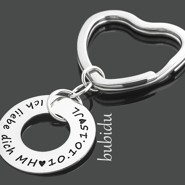 Schlüsselanhänger Gravur Herrenschmuck Anhänger Text Charm Geschenk Vater Papa Freund Liebesschmuck Herzanhänger Schlüsselbund Silber Charms