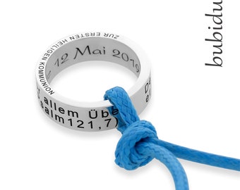 Taufkette Mädchen Junge Schmuck 925 Taufe Gravur Taufring Spruch Psalm Kommunion Baumwollkette Kinderschmuck verstellbar Ring Geschenk