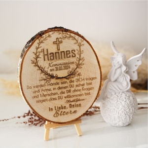 Communion gift with cross tree disc engraving gift idea confirmation parents money gift give money communion saying saying text