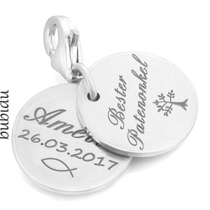 Silver Charm with Engraving, Pendant with Name, Jewelery Mom Valentine's Day Birth Birthday Charm for Wedding, Anniversary, Memory of Occasion image 4