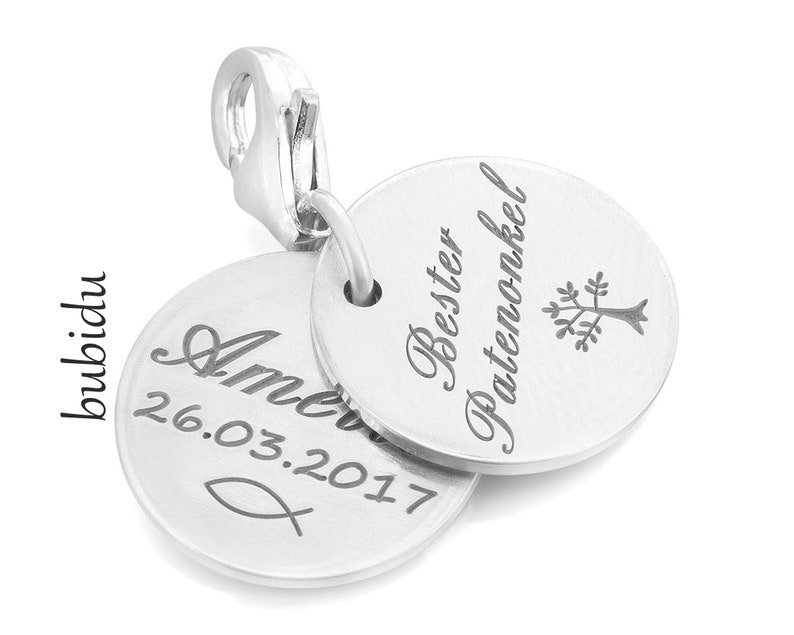 Silver Charm with Engraving, Pendant with Name, Jewelery Mom Valentine's Day Birth Birthday Charm for Wedding, Anniversary, Memory of Occasion image 4