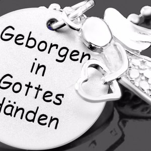 Engelenketting zilveren doopsieraden graveren, engelenhanger gepersonaliseerd met tekstnaamgegevens, speciaal geheugenaandenken afbeelding 3