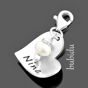 Herz Charm Gravur, Silbercharm mit Namen, Schmuck für Bettelarmband, personalisiert Bild 4