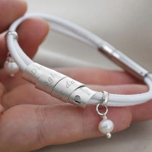 Women&#39;s bracelet nappa leather colored lettering engraving leather bracelet heart pearl pendant wrap pendant silver magnetic clasp gift MAMA