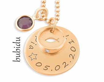 Taufkette Mit Taufring, Taufschmuck Rosegold, Baby, Geschenk für Patenkind