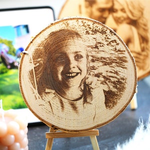 Foto real grabado en disco de árbol regalo cumpleaños para mamá papá abuela abuelo inscripción escolar familia día del padre día de la madre regalo de madera personalizado