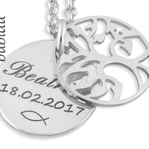 Taufkette Gravur Taufschmuck Geschenkschachtel Namenskette Lebensbaum Taufe Schmuck Namen Taufgeschenk personalisiert Mädchen Text Bild 4