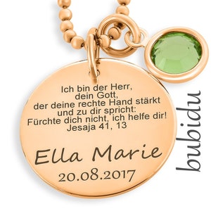 Necklace for baptism baptism jewelry engraving psalm jewelry baptism necklace girls birthstone necklace text baptism gift personalized children's jewelry image 3