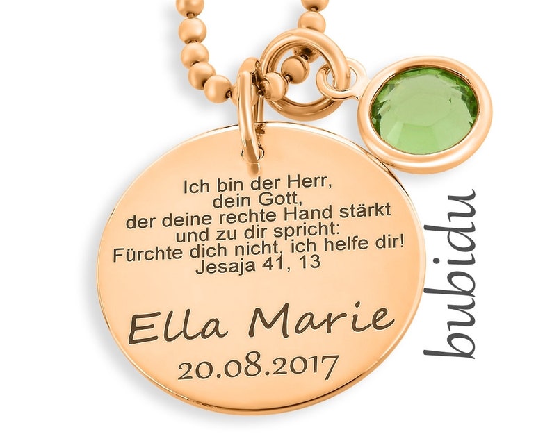 Necklace for baptism baptism jewelry engraving psalm jewelry baptism necklace girls birthstone necklace text baptism gift personalized children's jewelry image 3