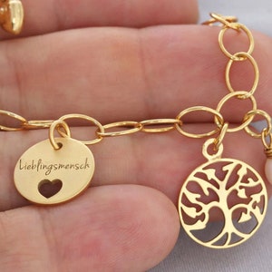 Women's bracelet engraving gold bracelet tree of life gift godmother mom charm bracelet gold name bracelet BFF jewelry text bracelet birth image 3