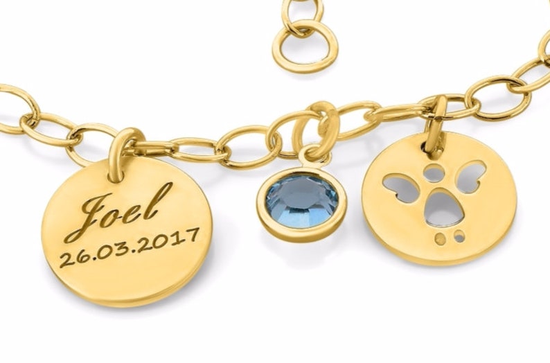 Baptism bracelet engraving, christening jewelry gold, gift keepsake image 4
