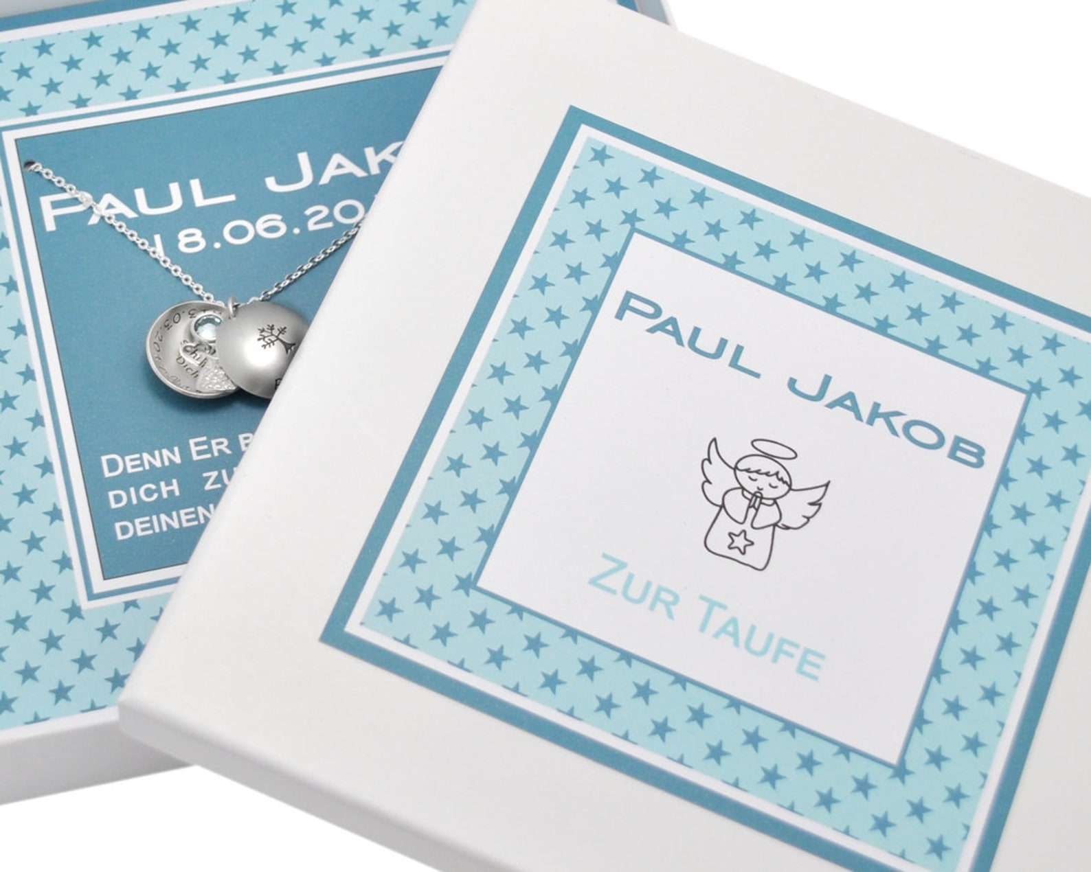 Baptismal Necklace Boy Baptismal Engraving Baptismal Gift Etsy UK