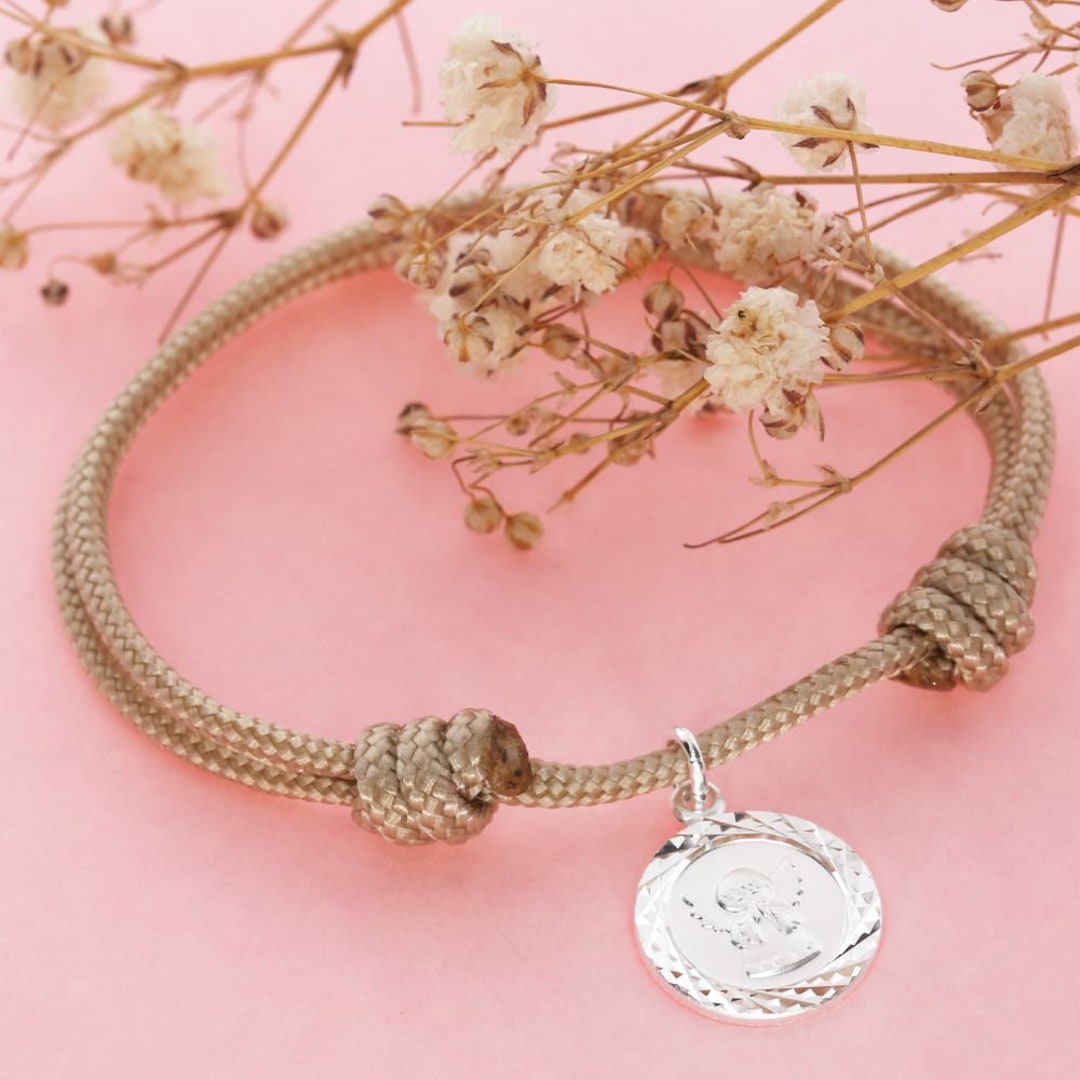 Baptism Bracelet Girl Boy Engraving, Angel Picture Children's Jewelry ...