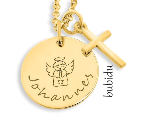 Gold christening necklace deals
