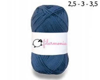 Mercerized katoengaren - denim blauw - 50g bal