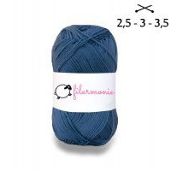 Fil de coton mercerisé – bleu jean - pelote 50g