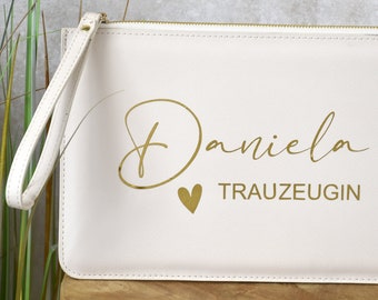 personalisierte Clutch für die Braut oder Trauzeugin | Tasche in Lederoptik mit Namen | Handtasche | Hochzeit Zusatz