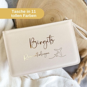Tasche für Reiseunterlagen mit dem Familiennamen "Flugzeug" | Dokumententasche im Leder-Look | Reisedokumente & Reisepass | Spiegel-Aufdruck