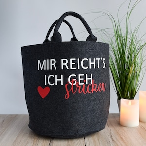 Strickkorb "Mir reichts ich geh stricken" | Aufbewahrung für Wolle | Utensilo zum Stricken oder Häkeln | Geschenkidee Oma Uroma Geburtstag